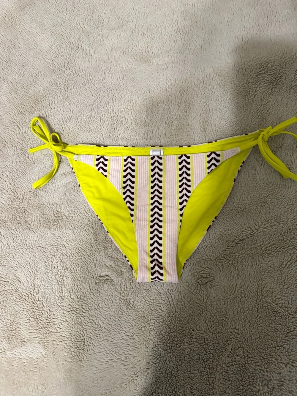 Lemlem Pink, Yellow & Brown Striped Triangle Bikini